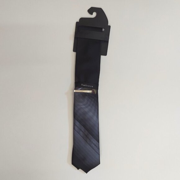 Van Heusen Other - Van Heusen Mens Tie Black Gray Stripe NWT Style 6V953324
